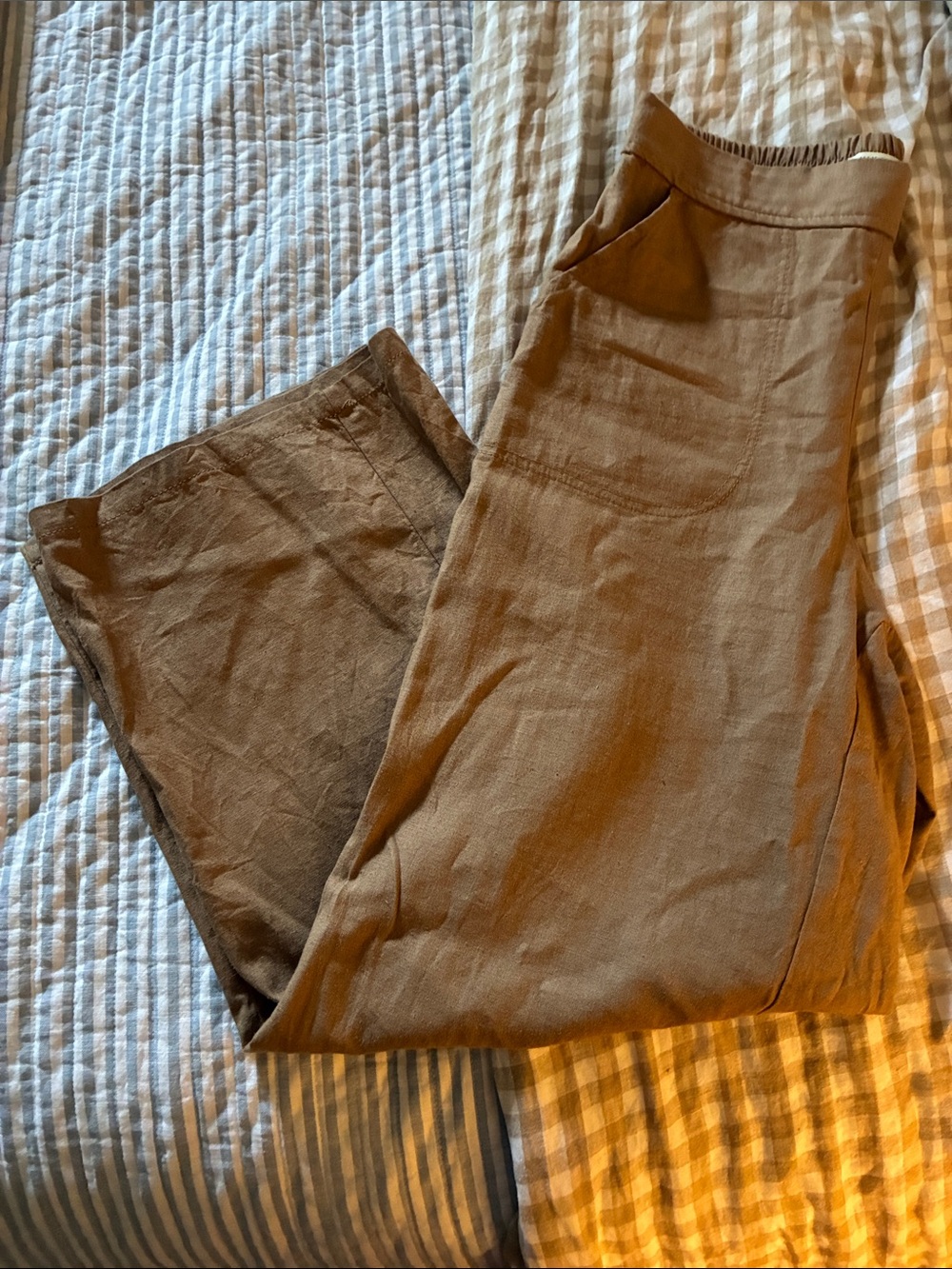 Max Studio Wide-Leg Jumpsuit Pants in Tan